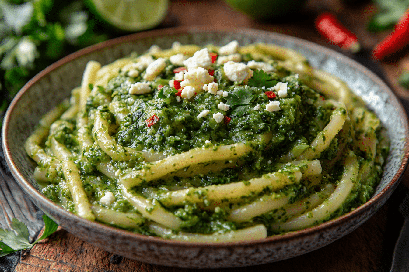Tomatillo spinach pasta recipe