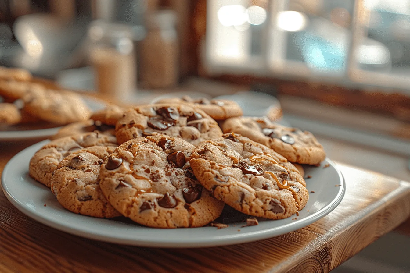 Assorted half baked cookies with gooey centers and crispy edges on a baking tray, including chocolate chip, peanut butter, and double chocolate varieties.